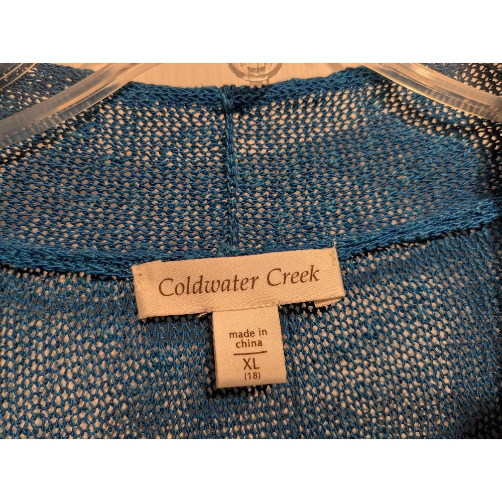 Coldwater Creek Cardigan Sweater Womens XL Linen Blend Open Front Pocket‎ Mesh - Picture 6 of 16